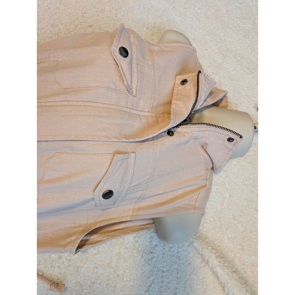 Linen Blend Utility Vest Women Small Peach Summer Military Safari - Picture 9 of 10